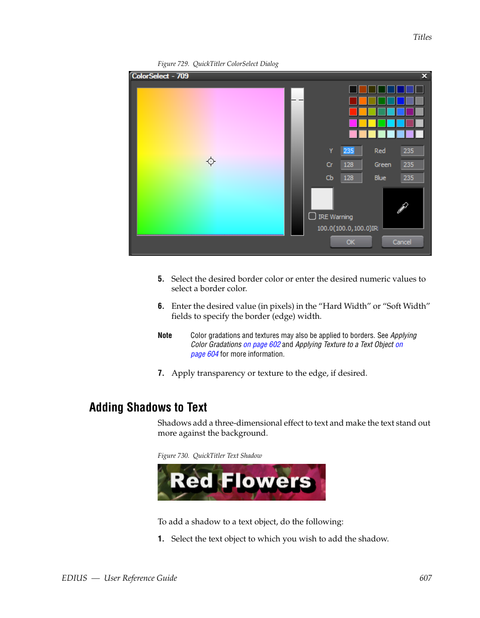 Adding shadows to text, Figure 729 | Grass Valley EDIUS v.5.1 User Manual | Page 607 / 790