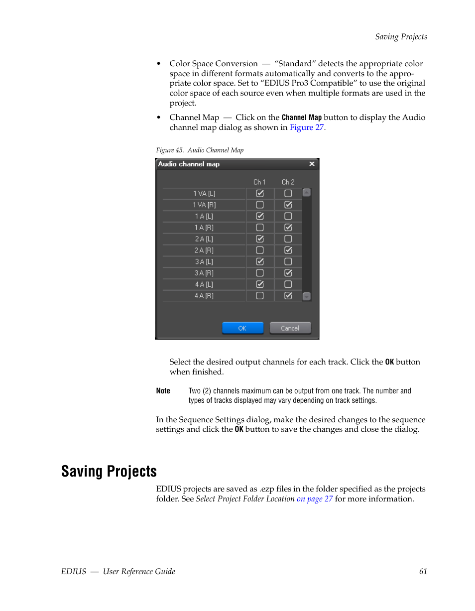 Saving projects | Grass Valley EDIUS v.5.1 User Manual | Page 61 / 790