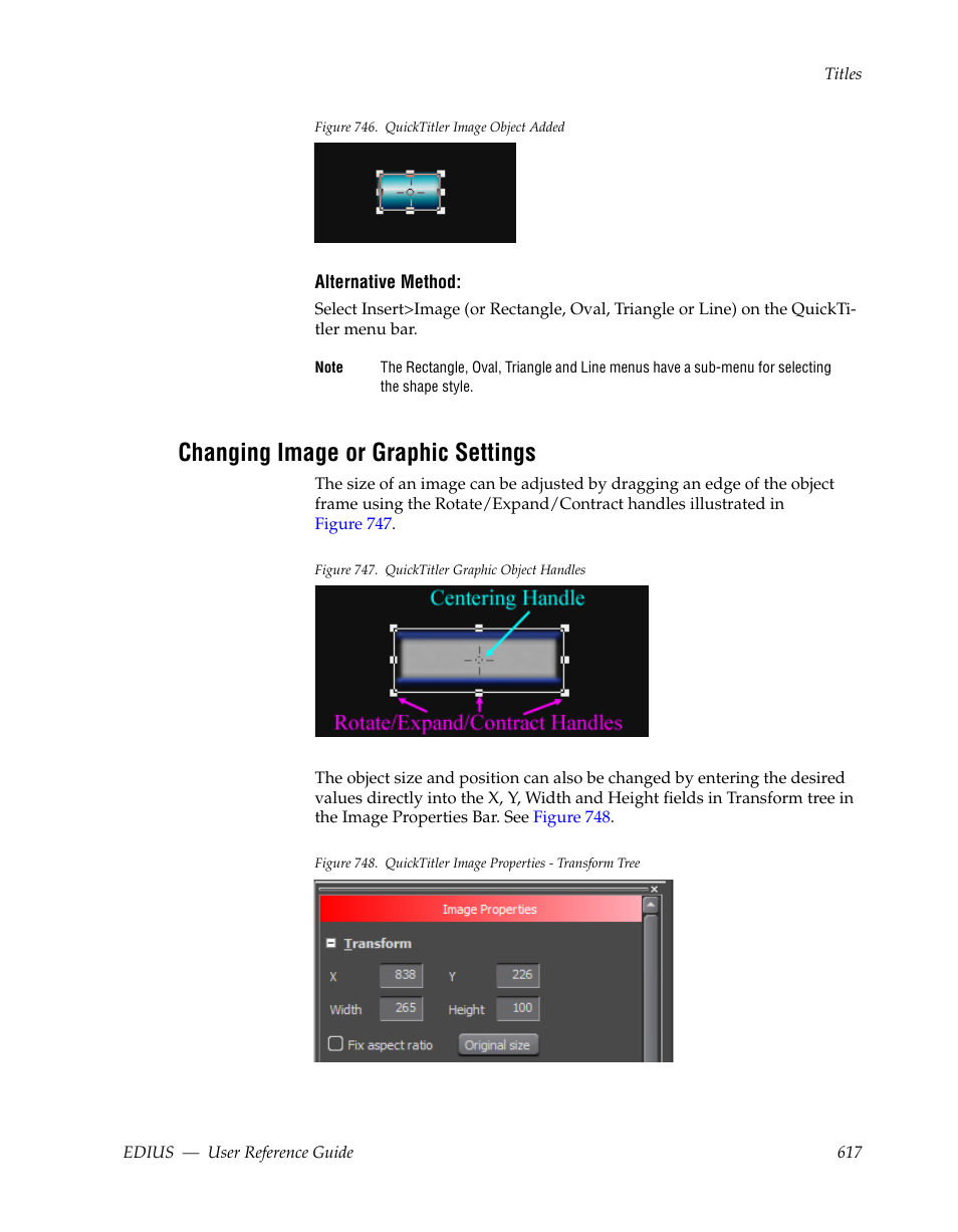 Changing image or graphic settings, Figure 746 | Grass Valley EDIUS v.5.1 User Manual | Page 617 / 790