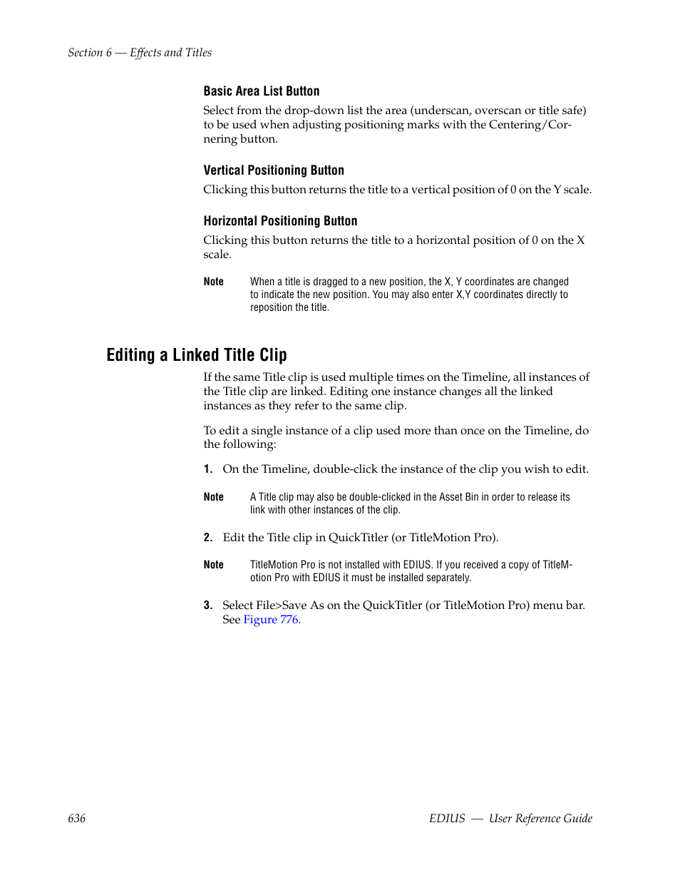 Editing a linked title clip | Grass Valley EDIUS v.5.1 User Manual | Page 636 / 790