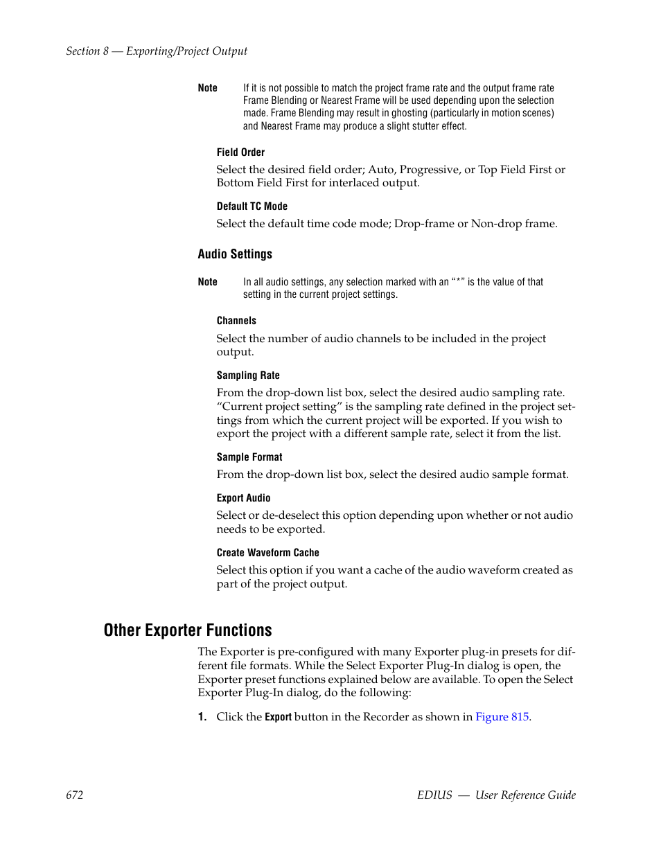 Other exporter functions | Grass Valley EDIUS v.5.1 User Manual | Page 672 / 790