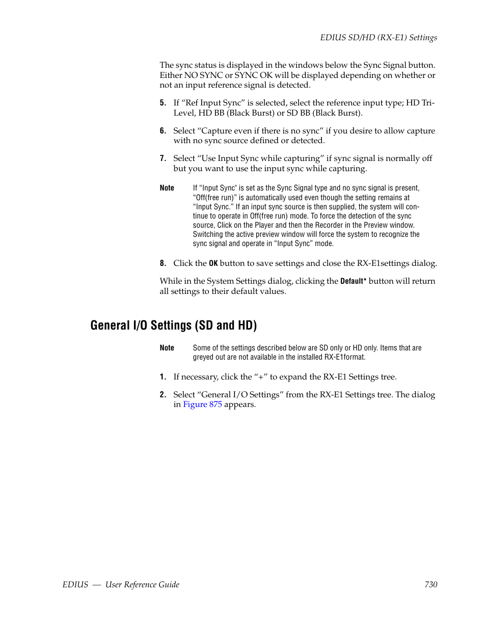 General i/o settings (sd and hd) | Grass Valley EDIUS v.5.1 User Manual | Page 730 / 790