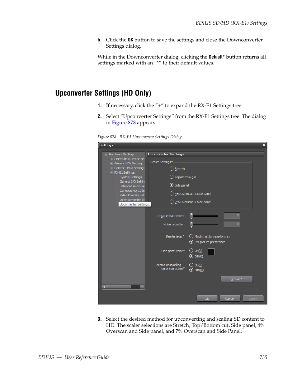 Upconverter settings (hd only) | Grass Valley EDIUS v.5.1 User Manual | Page 735 / 790