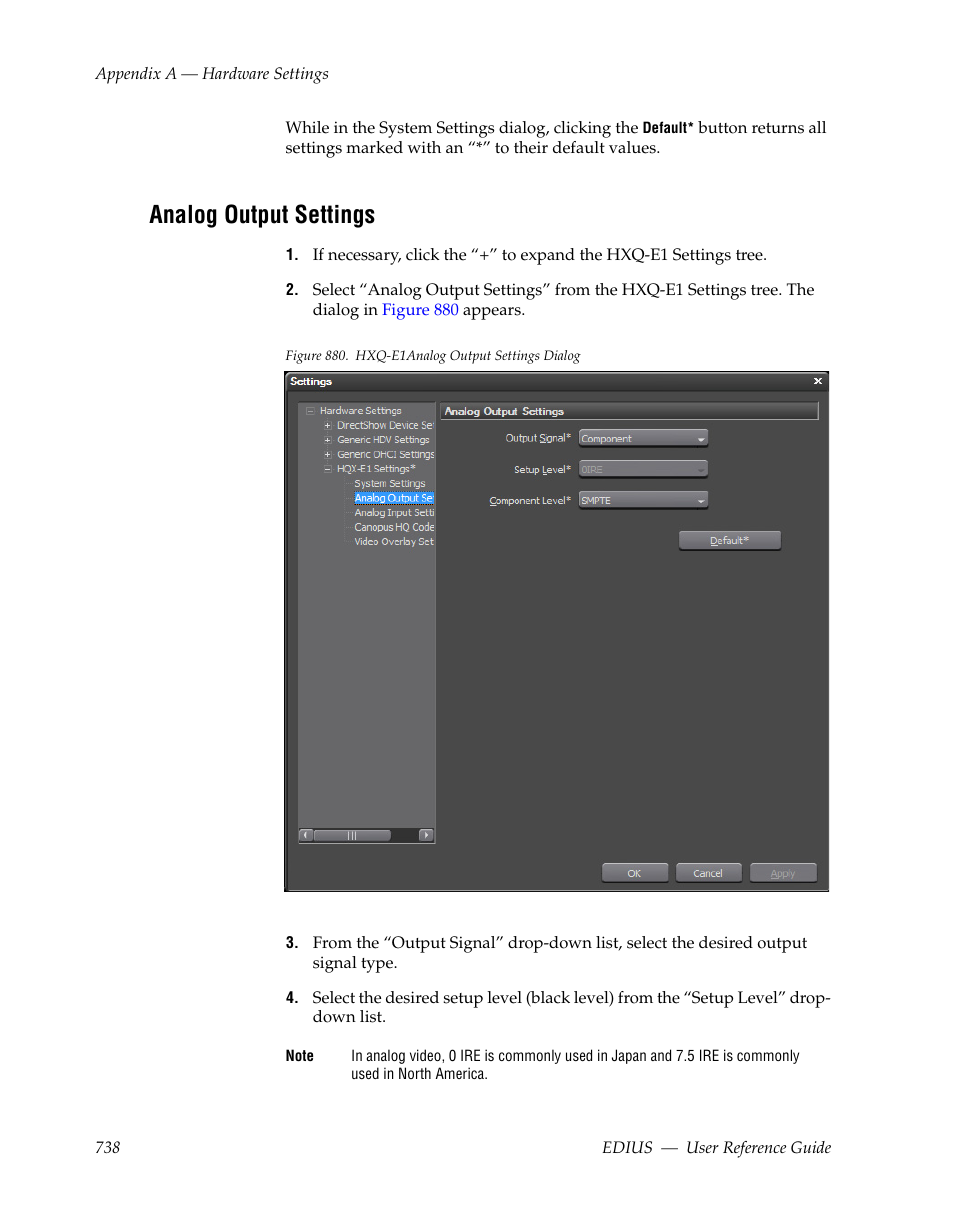 Analog output settings | Grass Valley EDIUS v.5.1 User Manual | Page 738 / 790