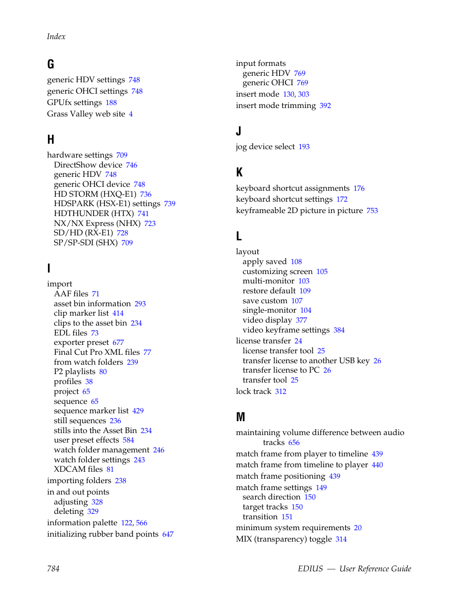 Grass Valley EDIUS v.5.1 User Manual | Page 784 / 790