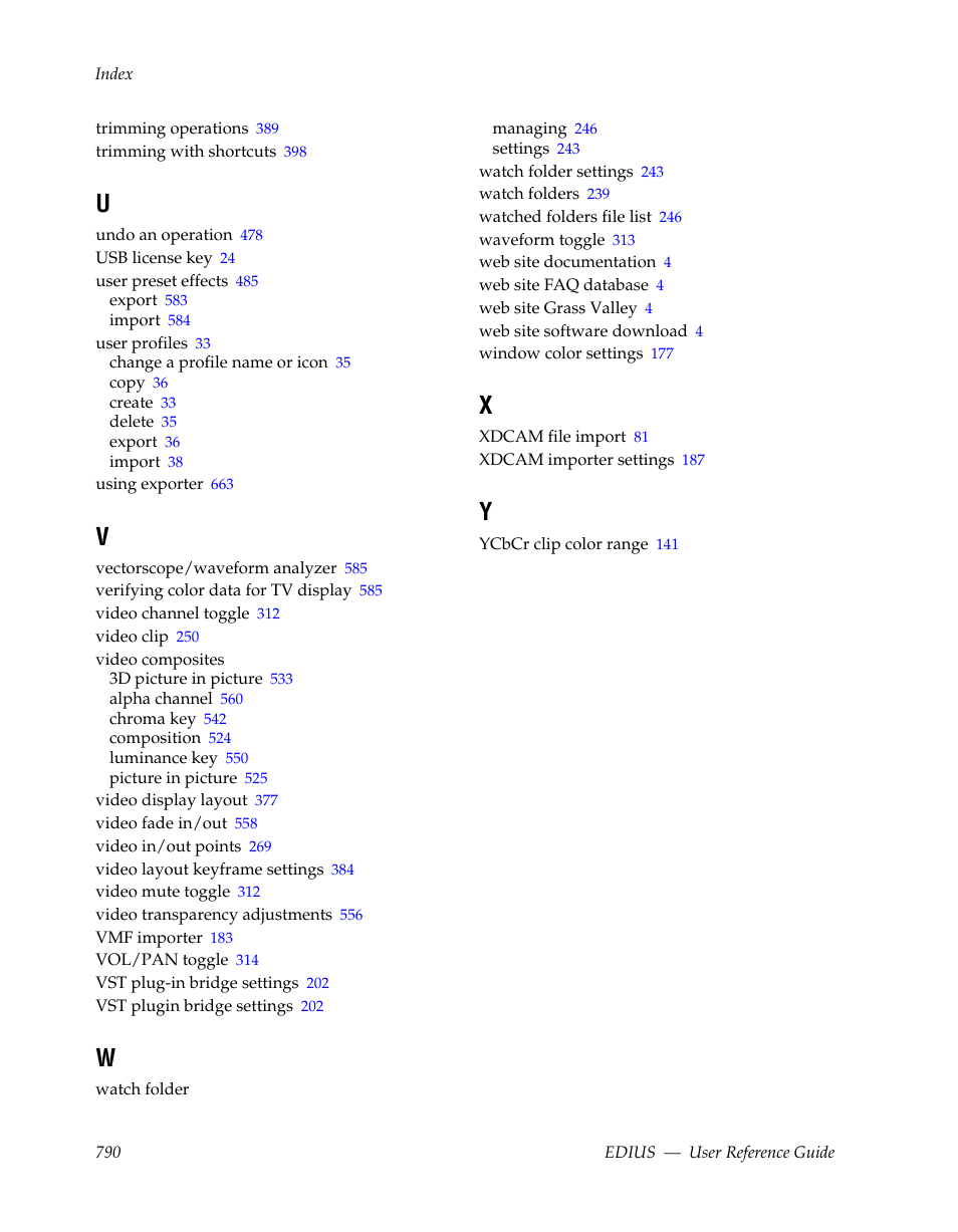 Grass Valley EDIUS v.5.1 User Manual | Page 790 / 790