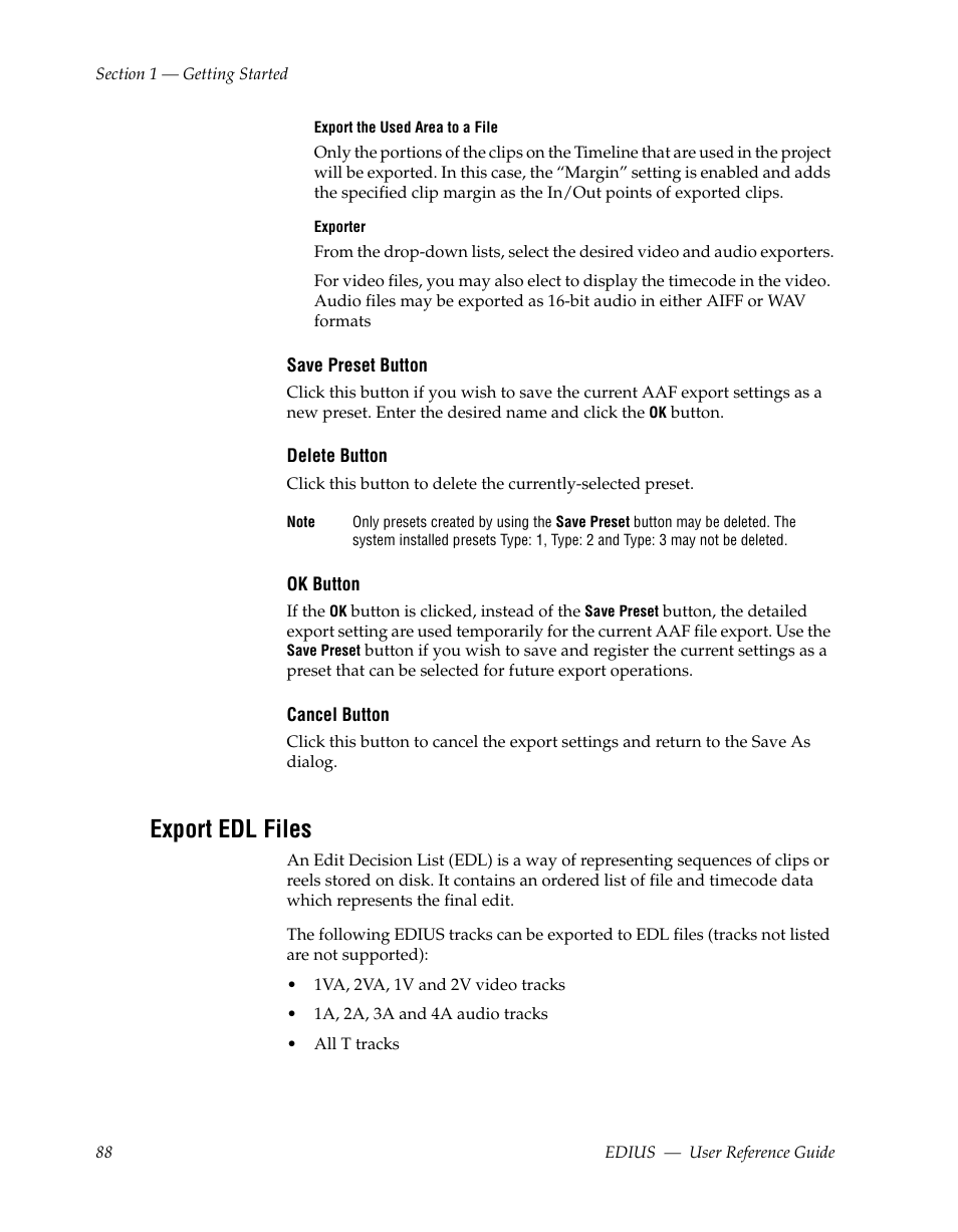 Export edl files | Grass Valley EDIUS v.5.1 User Manual | Page 88 / 790