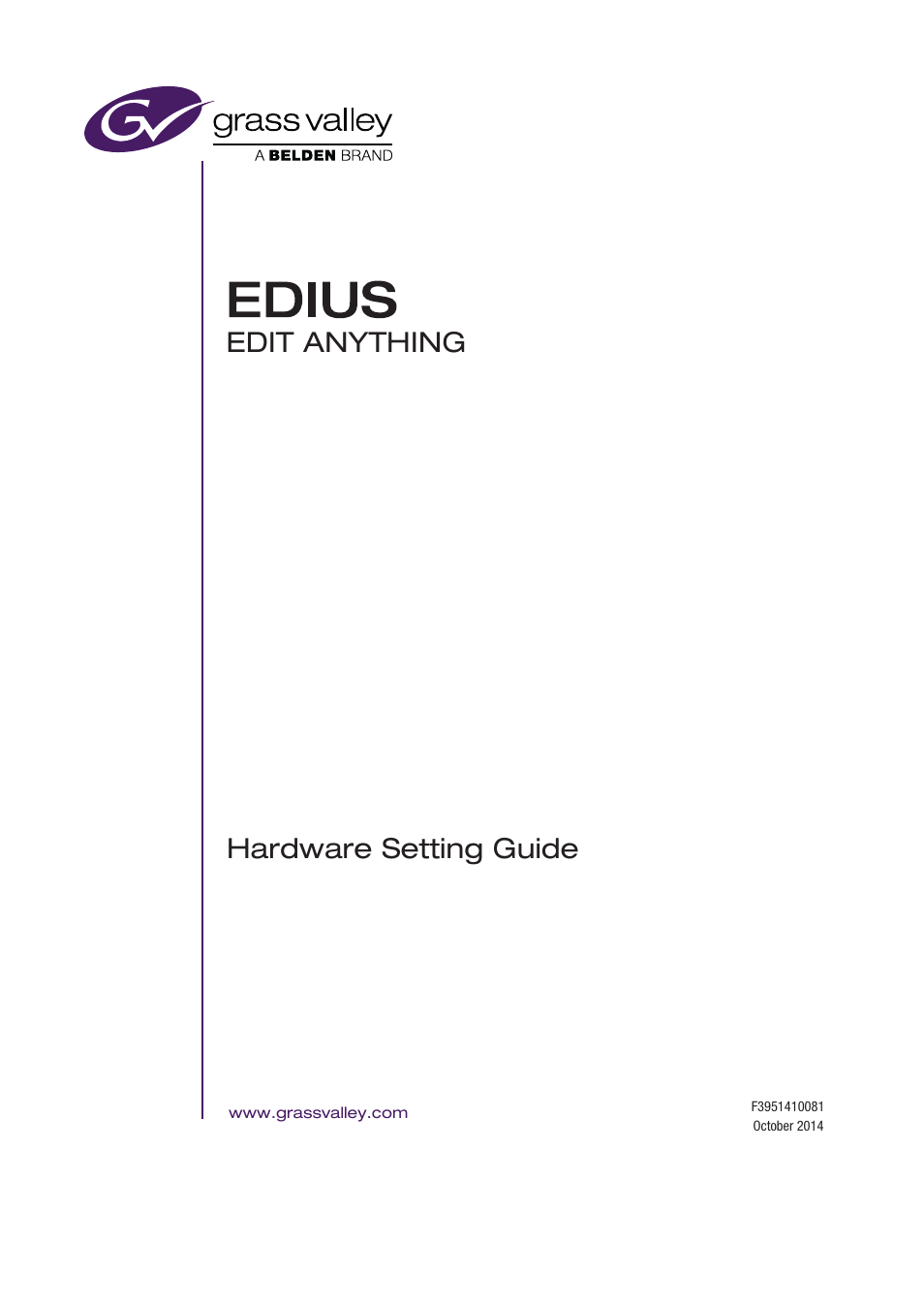 Grass Valley EDIUS Pro v.7.4 User Manual | 35 pages