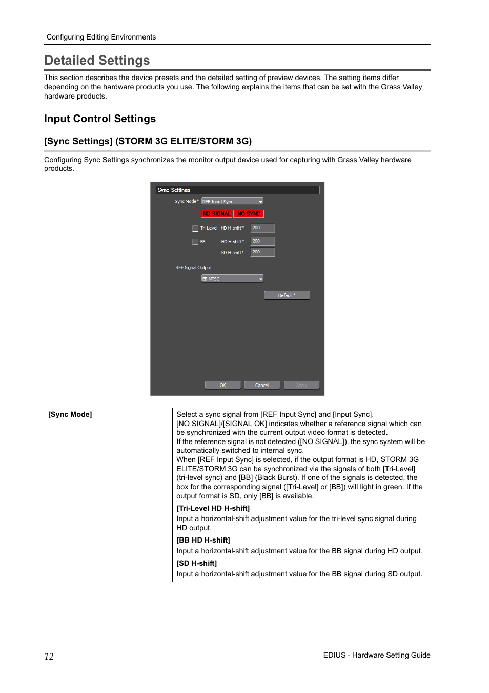 Detailed settings, Input control settings | Grass Valley EDIUS Pro v.7.4 User Manual | Page 18 / 35