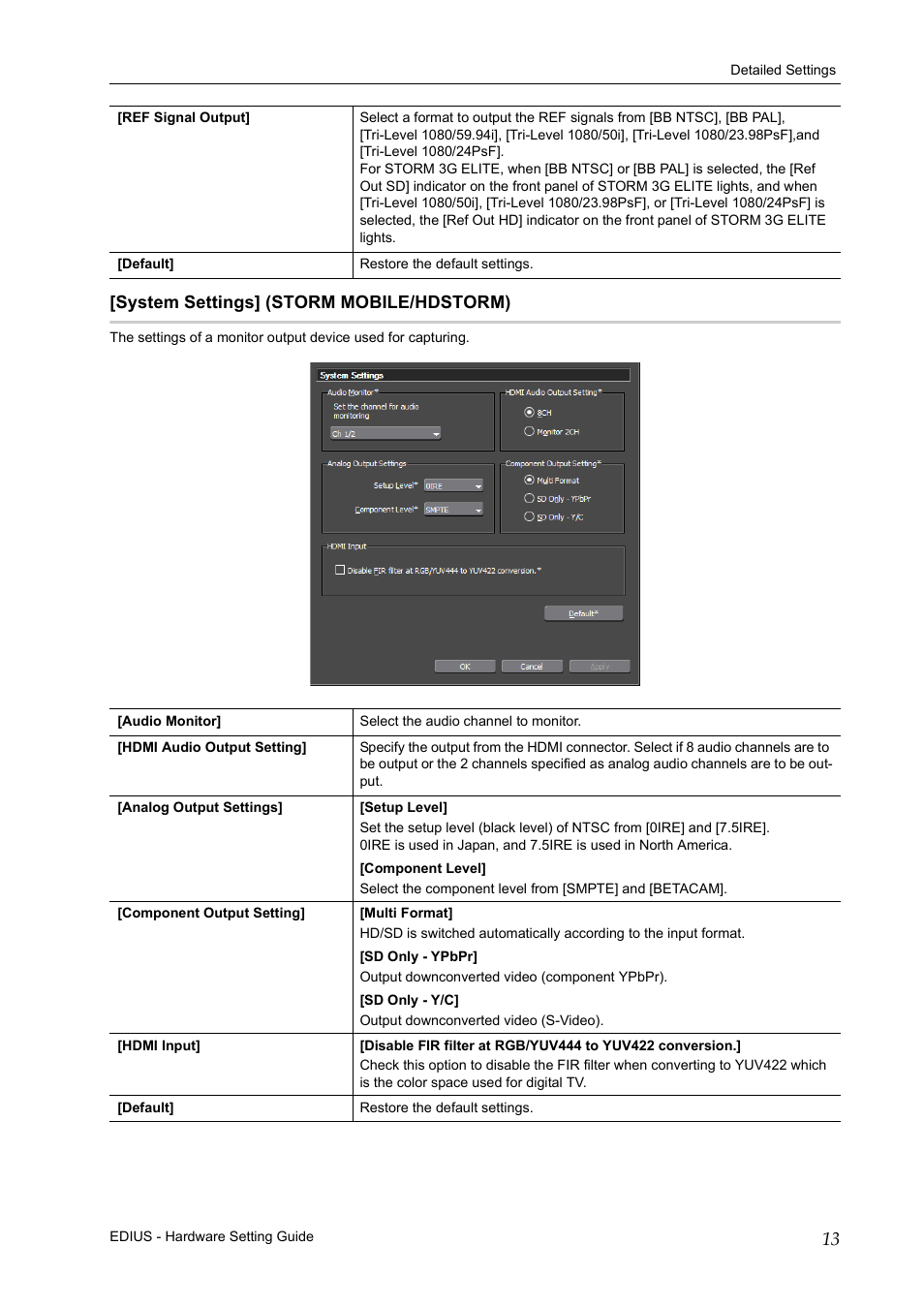 System settings] ( storm mobile/hdstorm) | Grass Valley EDIUS Pro v.7.4 User Manual | Page 19 / 35