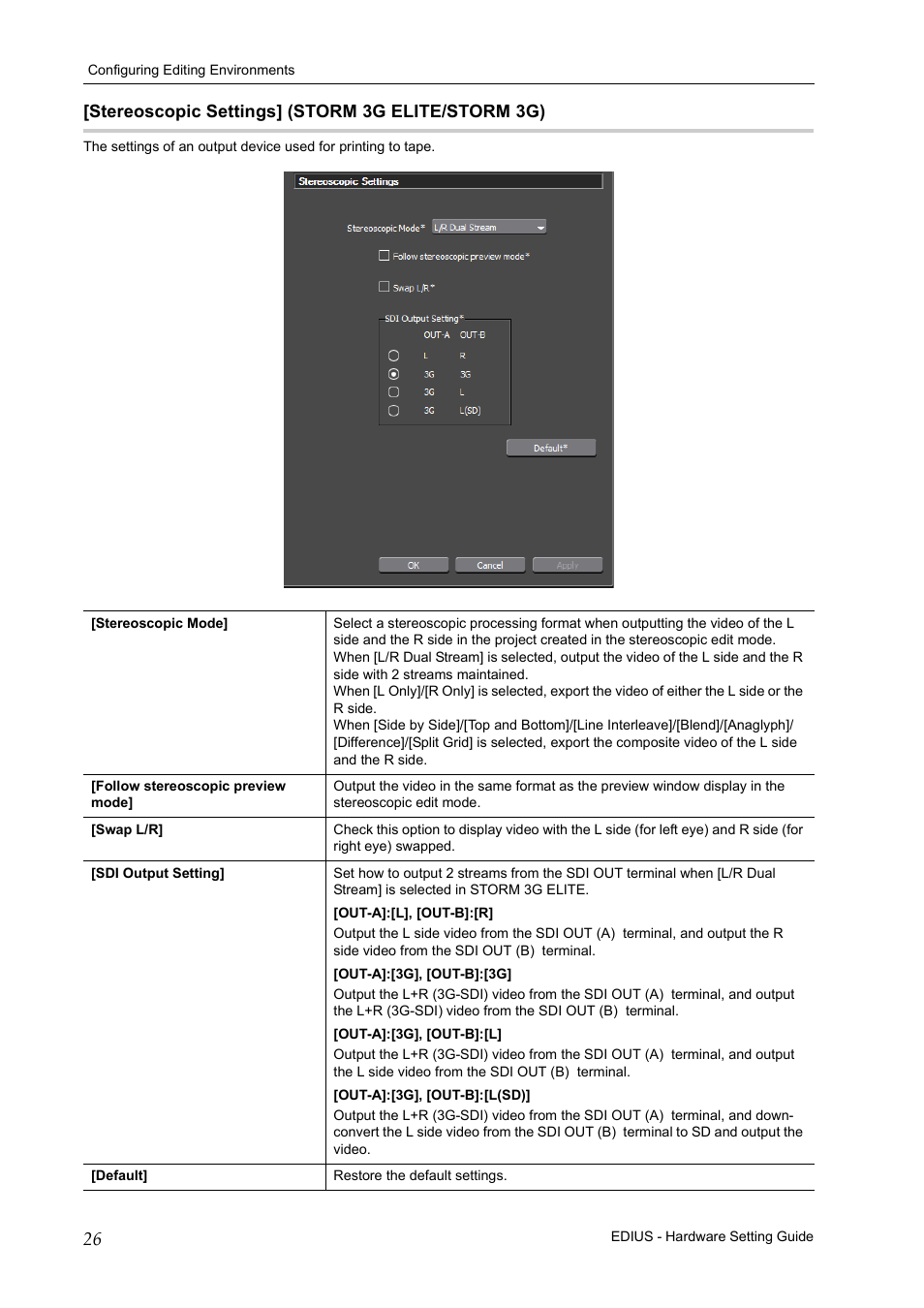 Stereoscopic settings] (storm 3g elite/storm 3g) | Grass Valley EDIUS Pro v.7.4 User Manual | Page 32 / 35