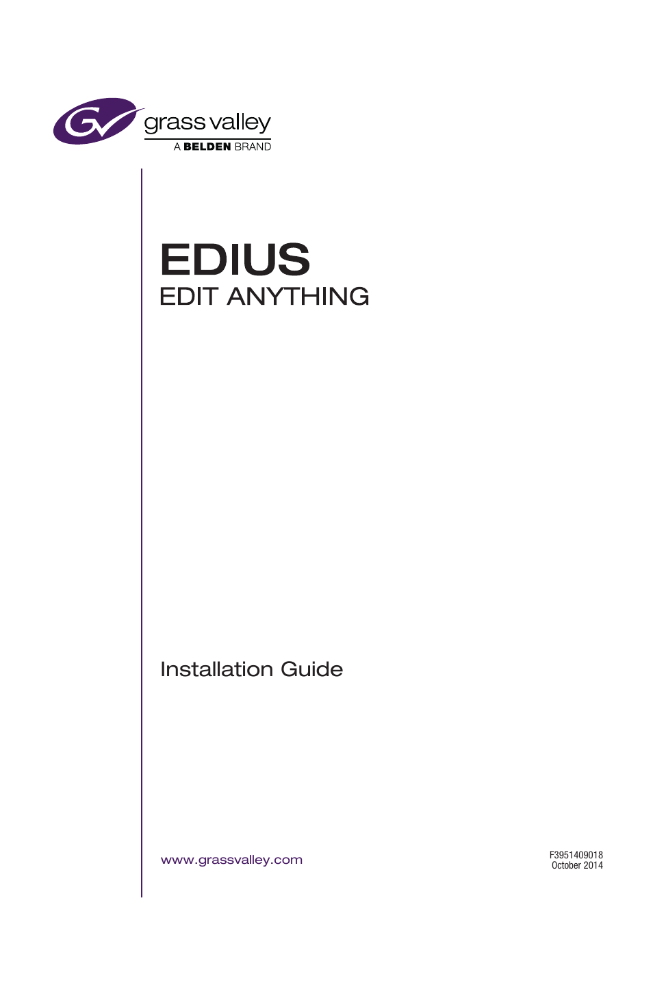 Grass Valley EDIUS Pro v.7.4 Installation User Manual | 19 pages