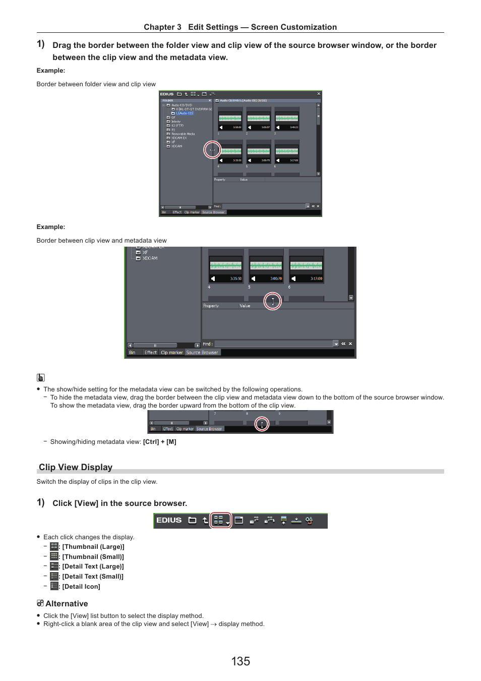 Clip view display | Grass Valley EDIUS Pro v.7.4 Reference Manual User Manual | Page 135 / 471
