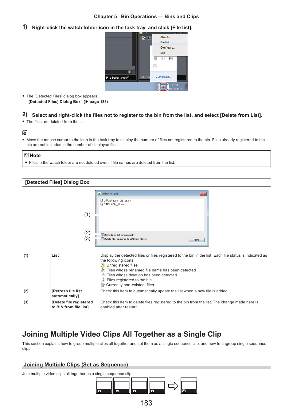 Joining multiple clips (set as sequence) | Grass Valley EDIUS Pro v.7.4 Reference Manual User Manual | Page 183 / 471