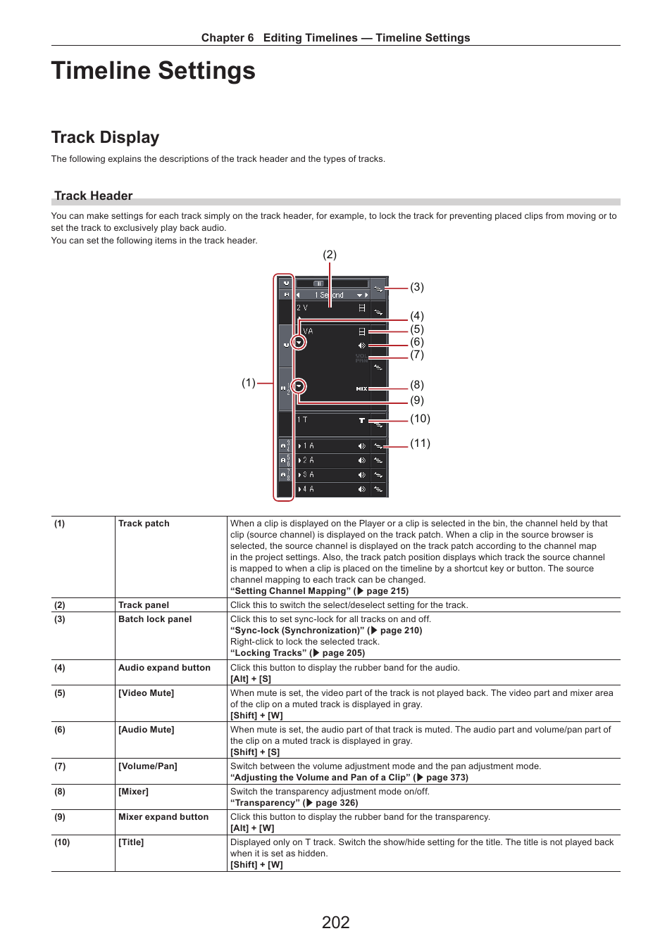 Timeline settings, Track display, Track header | Grass Valley EDIUS Pro v.7.4 Reference Manual User Manual | Page 202 / 471