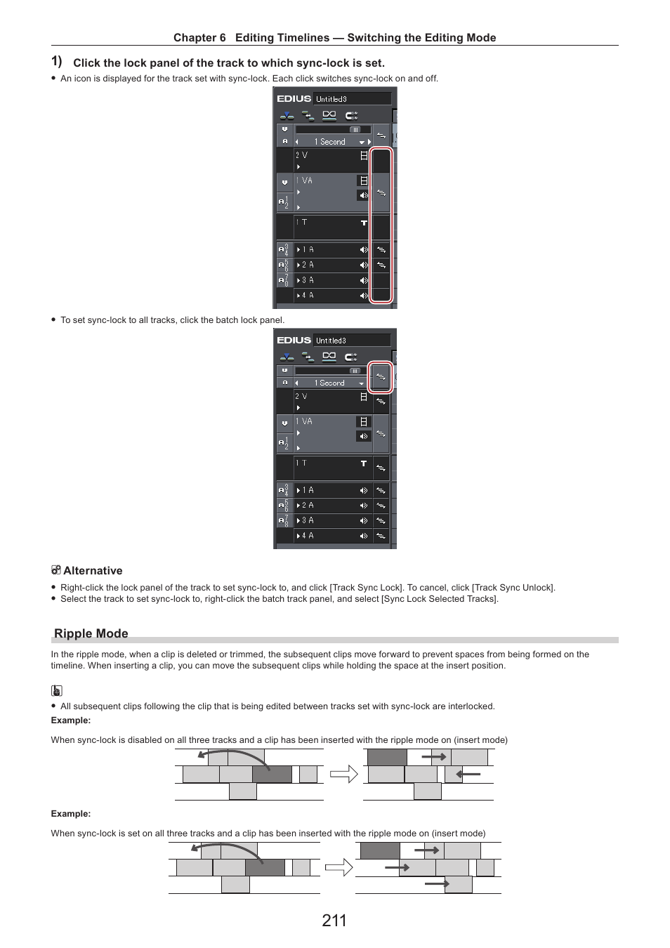 Ripple mode | Grass Valley EDIUS Pro v.7.4 Reference Manual User Manual | Page 211 / 471