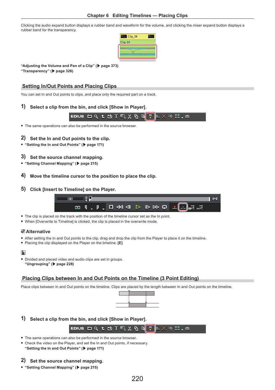 Setting in/out points and placing clips | Grass Valley EDIUS Pro v.7.4 Reference Manual User Manual | Page 220 / 471