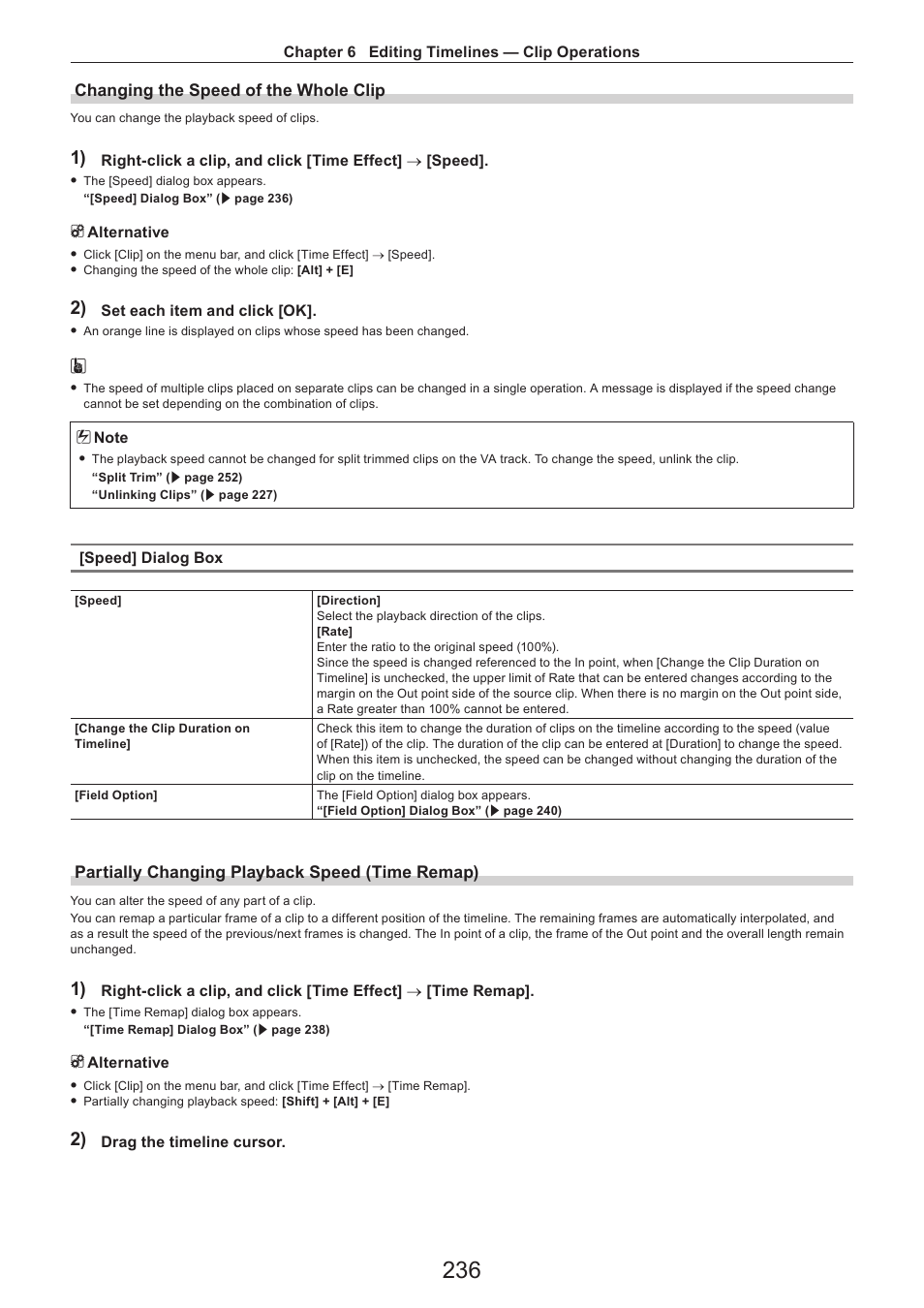 Changing the speed of the whole clip, Partially changing playback speed (time remap) | Grass Valley EDIUS Pro v.7.4 Reference Manual User Manual | Page 236 / 471