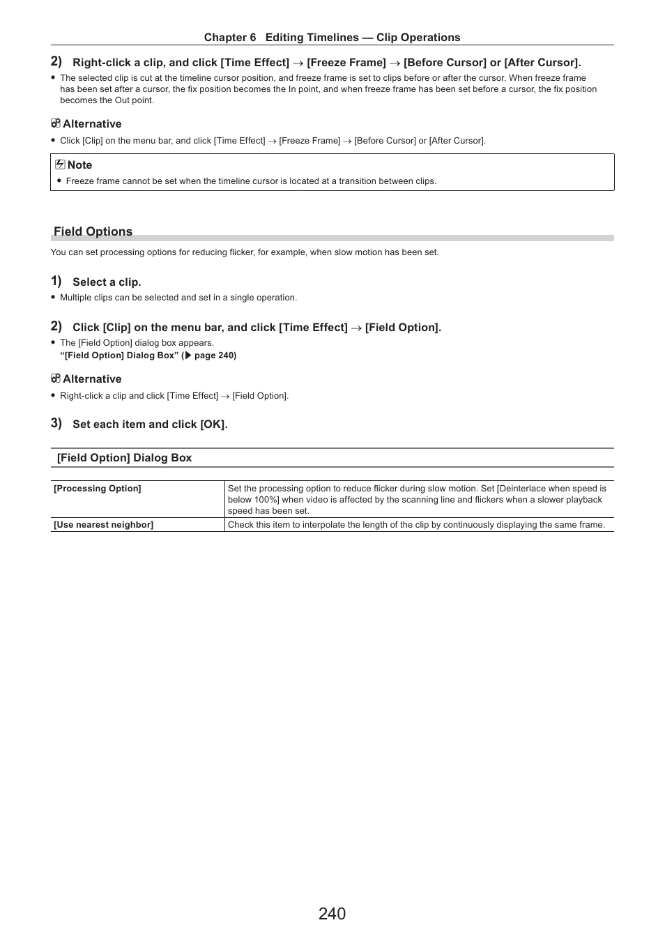 Field options | Grass Valley EDIUS Pro v.7.4 Reference Manual User Manual | Page 240 / 471