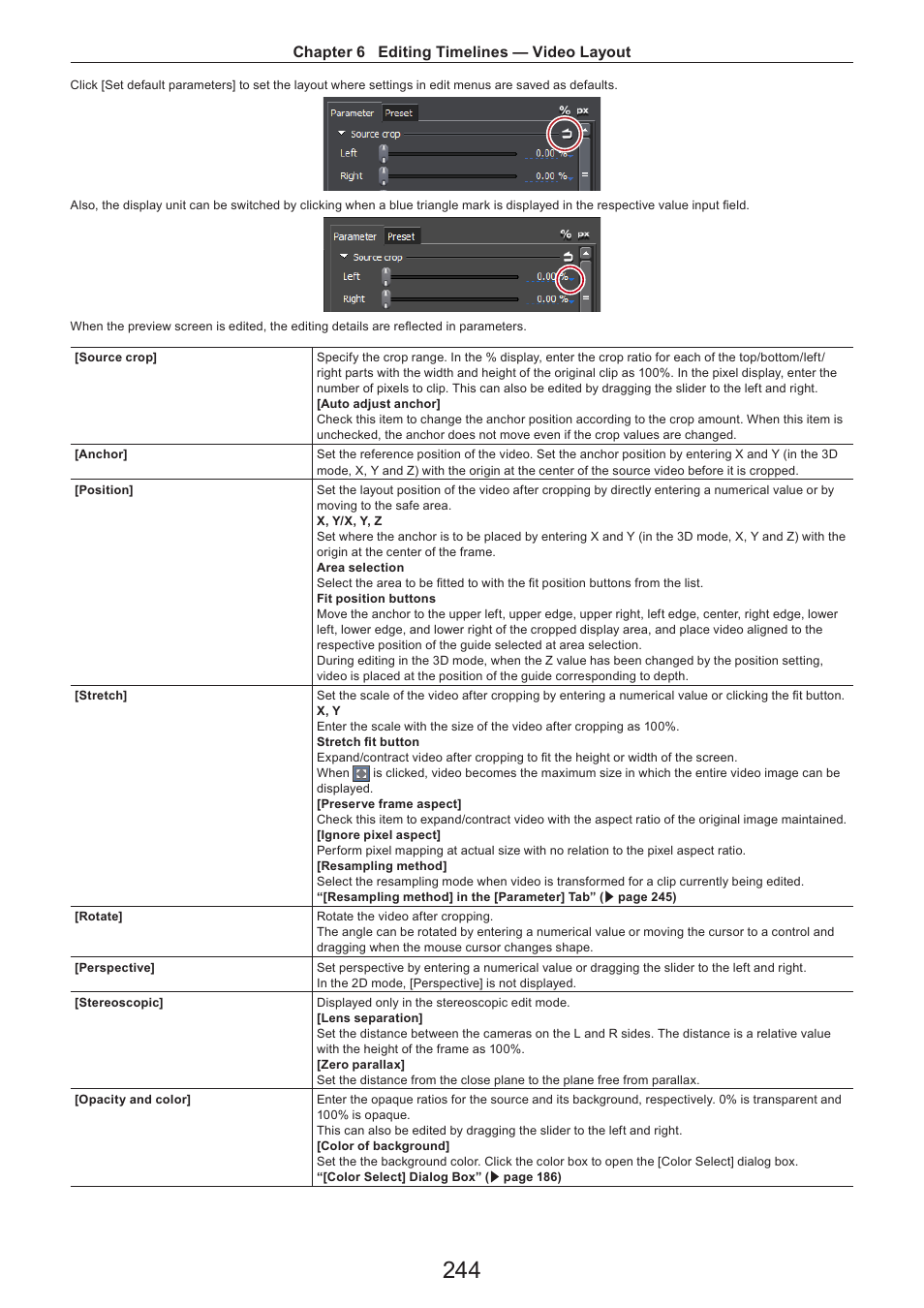 Chapter 6 editing timelines — video layout | Grass Valley EDIUS Pro v.7.4 Reference Manual User Manual | Page 244 / 471