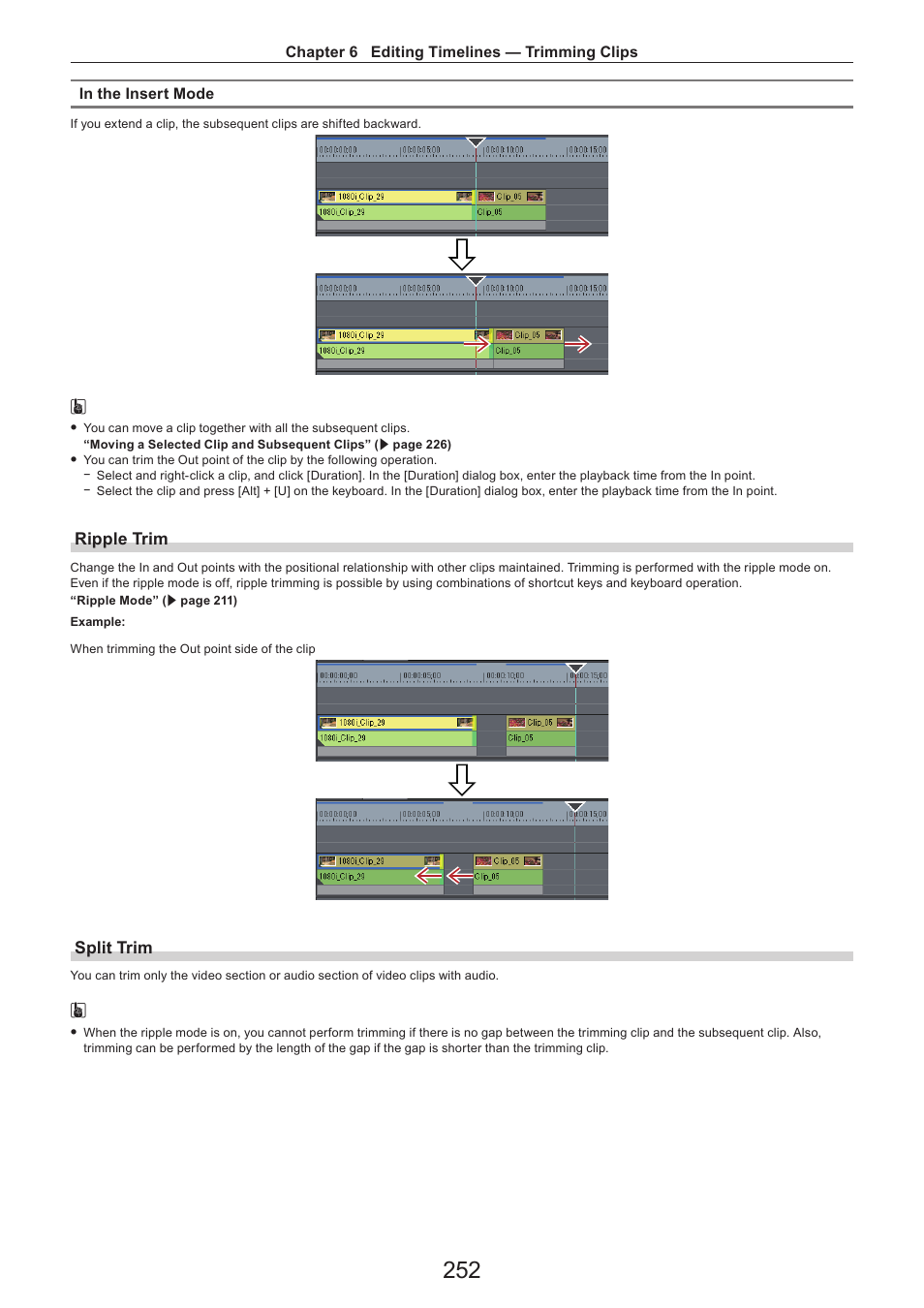 Ripple trim, Split trim | Grass Valley EDIUS Pro v.7.4 Reference Manual User Manual | Page 252 / 471