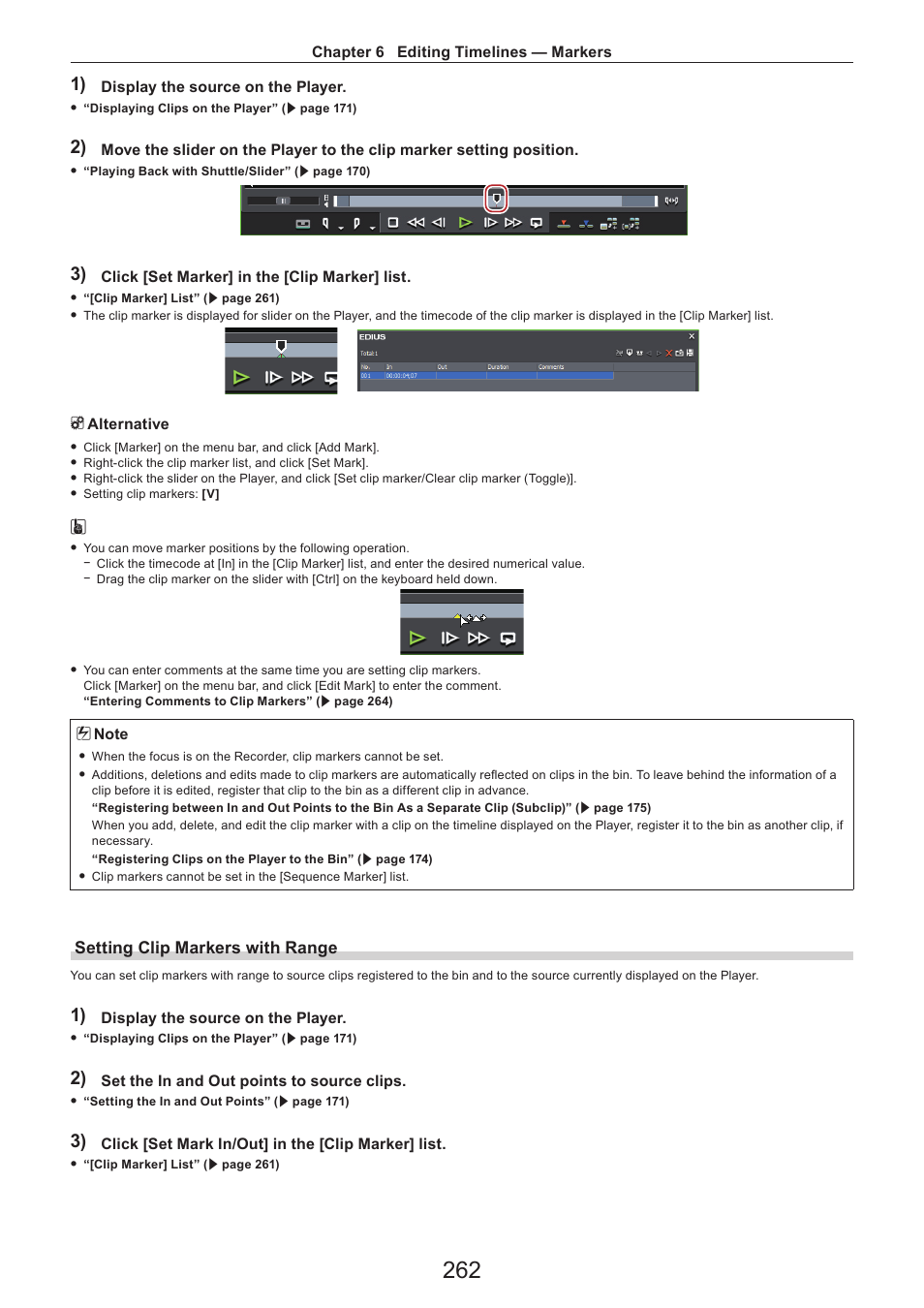 Setting clip markers with range | Grass Valley EDIUS Pro v.7.4 Reference Manual User Manual | Page 262 / 471