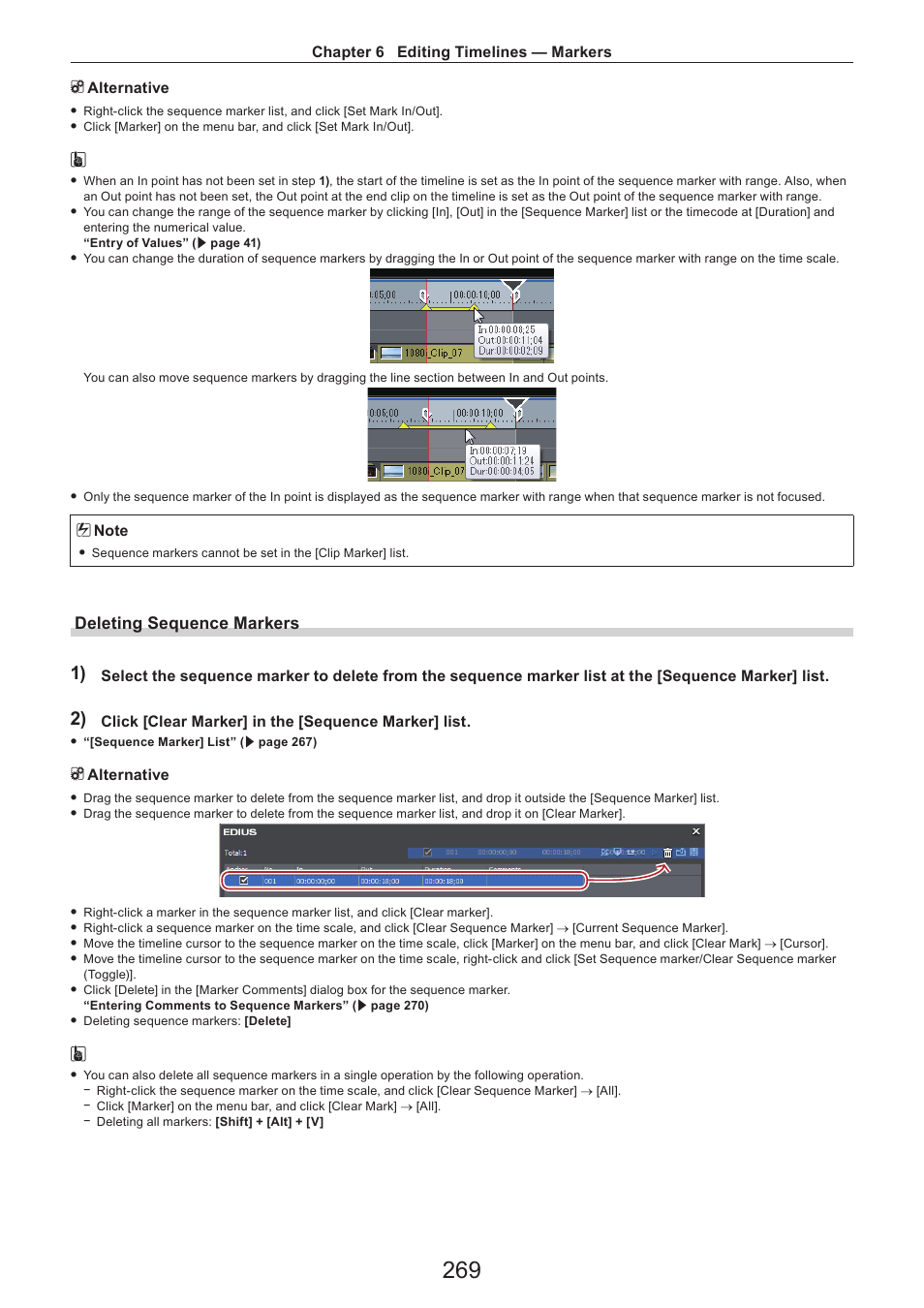 Deleting sequence markers | Grass Valley EDIUS Pro v.7.4 Reference Manual User Manual | Page 269 / 471