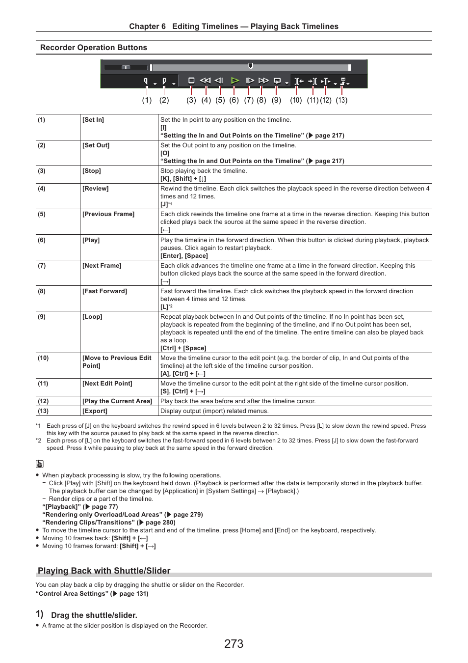 Playing back with shuttle/slider, Drag the shuttle/slider | Grass Valley EDIUS Pro v.7.4 Reference Manual User Manual | Page 273 / 471