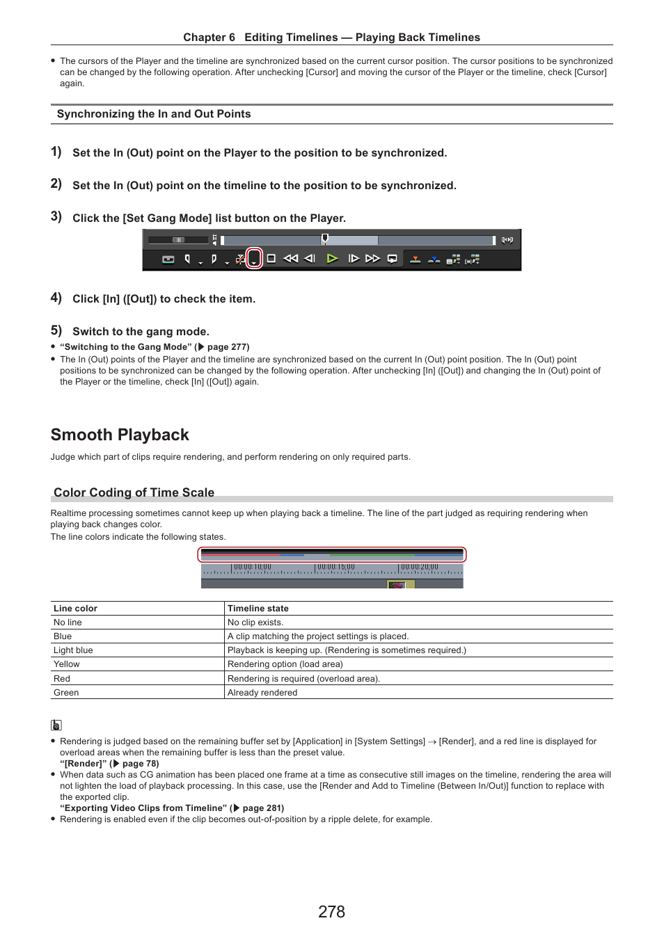 Smooth playback, Color coding of time scale | Grass Valley EDIUS Pro v.7.4 Reference Manual User Manual | Page 278 / 471