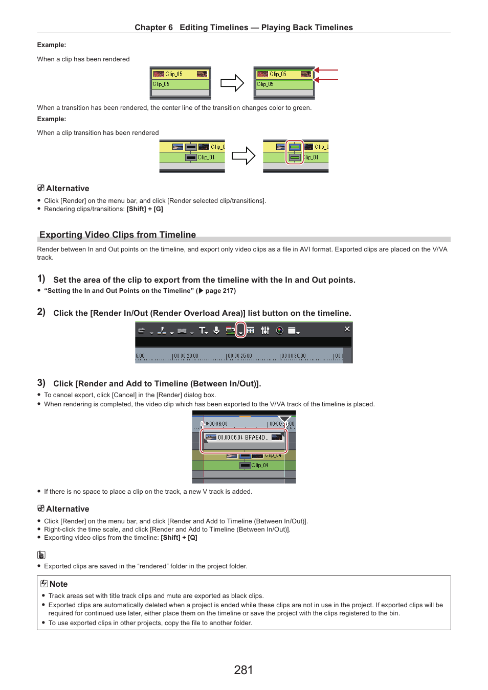 Exporting video clips from timeline | Grass Valley EDIUS Pro v.7.4 Reference Manual User Manual | Page 281 / 471