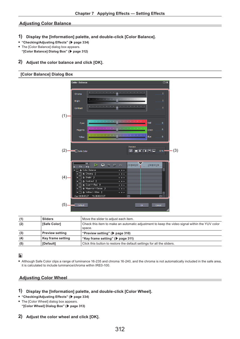 Adjusting color balance, Adjusting color wheel | Grass Valley EDIUS Pro v.7.4 Reference Manual User Manual | Page 312 / 471