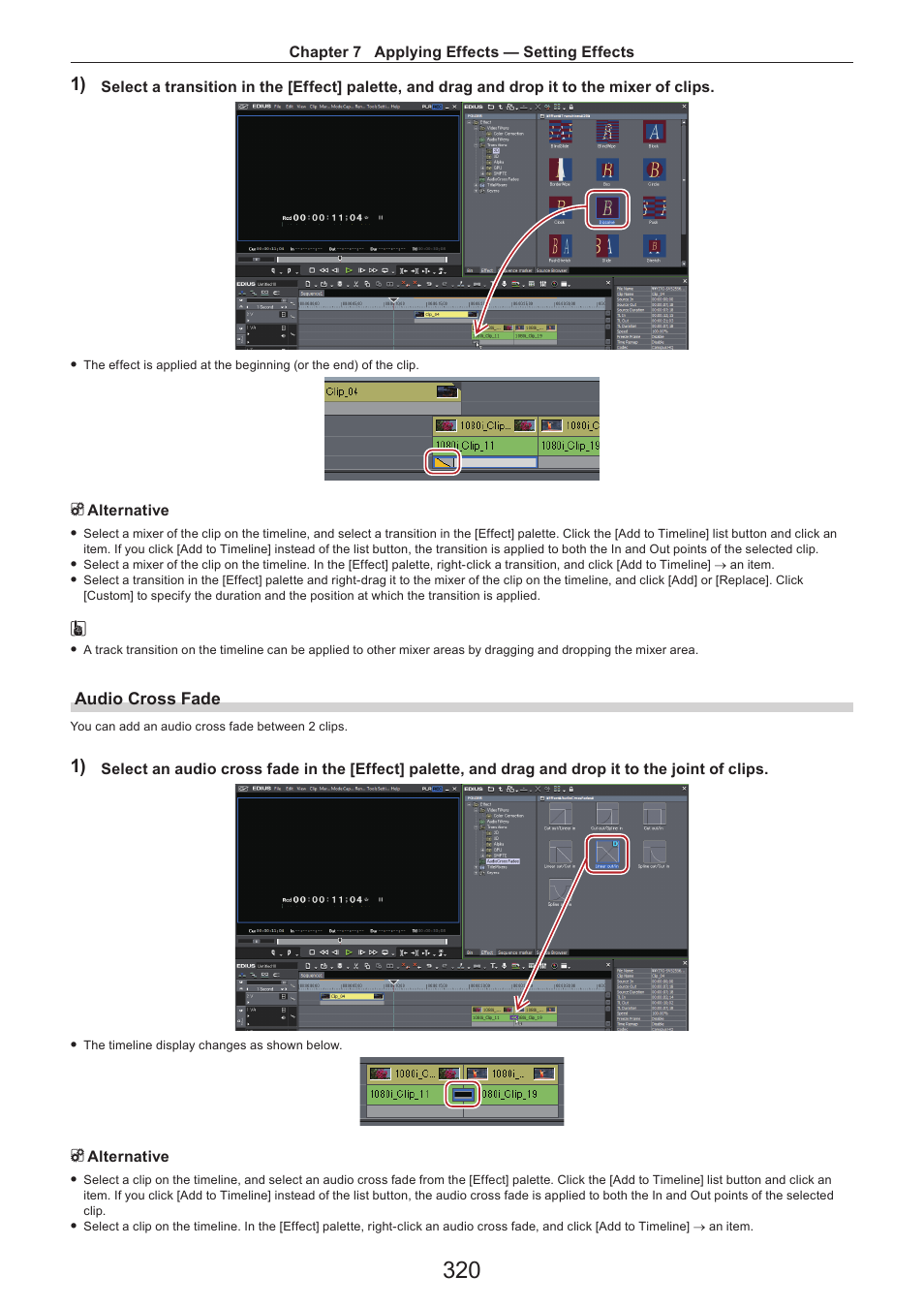 Audio cross fade | Grass Valley EDIUS Pro v.7.4 Reference Manual User Manual | Page 320 / 471
