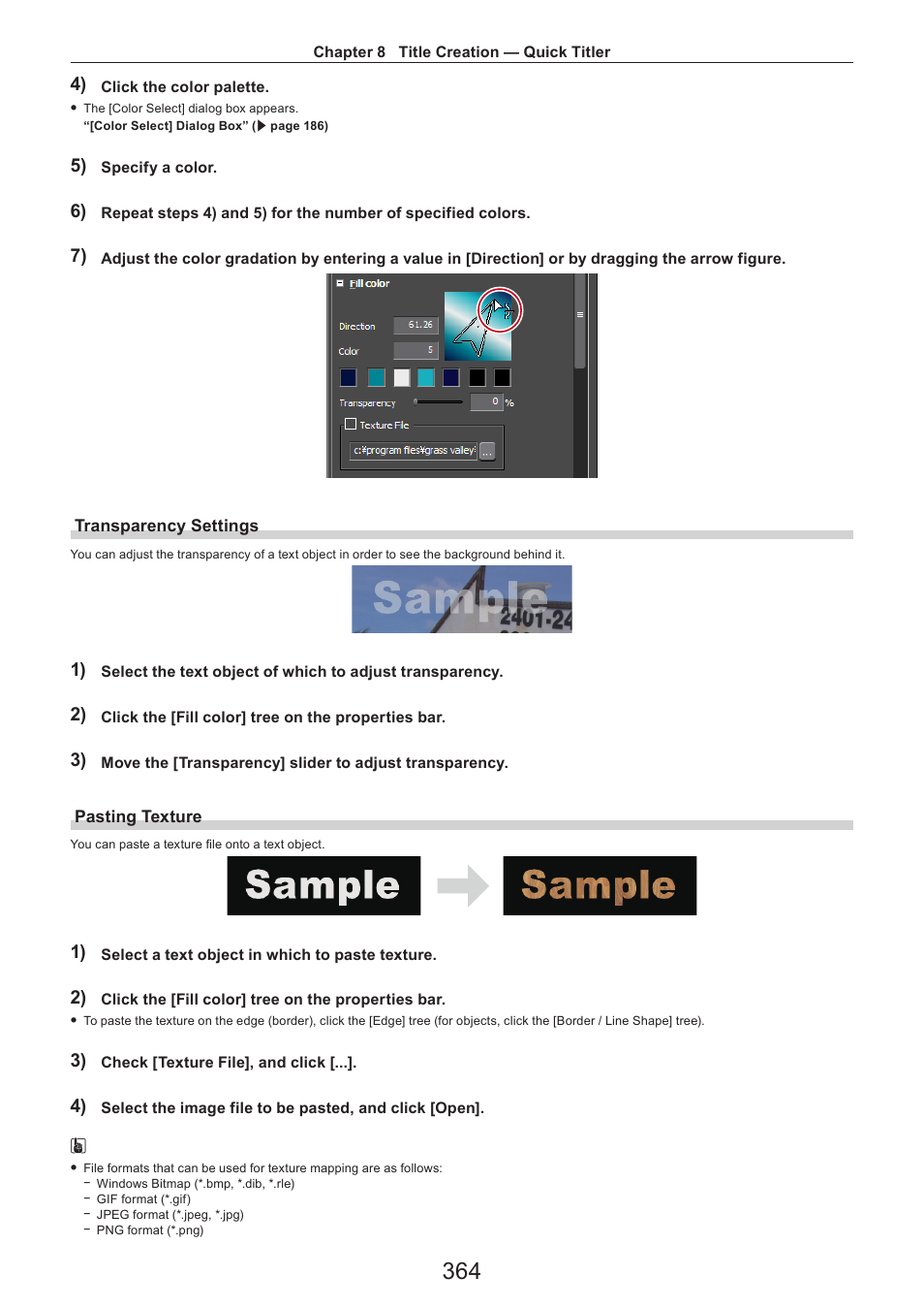 Transparency settings, Pasting texture | Grass Valley EDIUS Pro v.7.4 Reference Manual User Manual | Page 364 / 471
