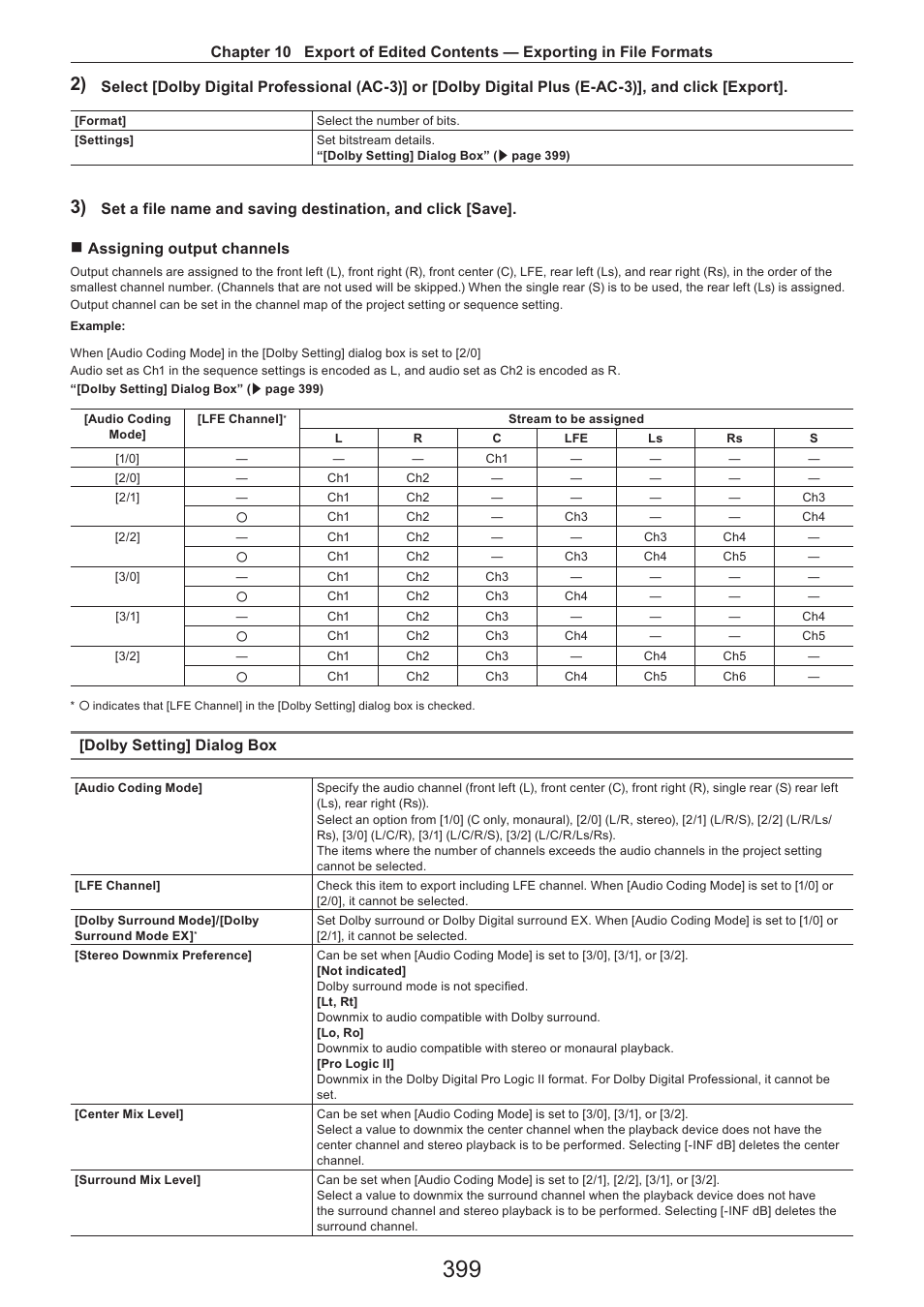 Dolby setting] dialog box | Grass Valley EDIUS Pro v.7.4 Reference Manual User Manual | Page 399 / 471