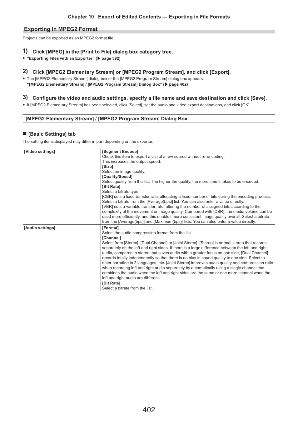 Exporting in mpeg2 format | Grass Valley EDIUS Pro v.7.4 Reference Manual User Manual | Page 402 / 471
