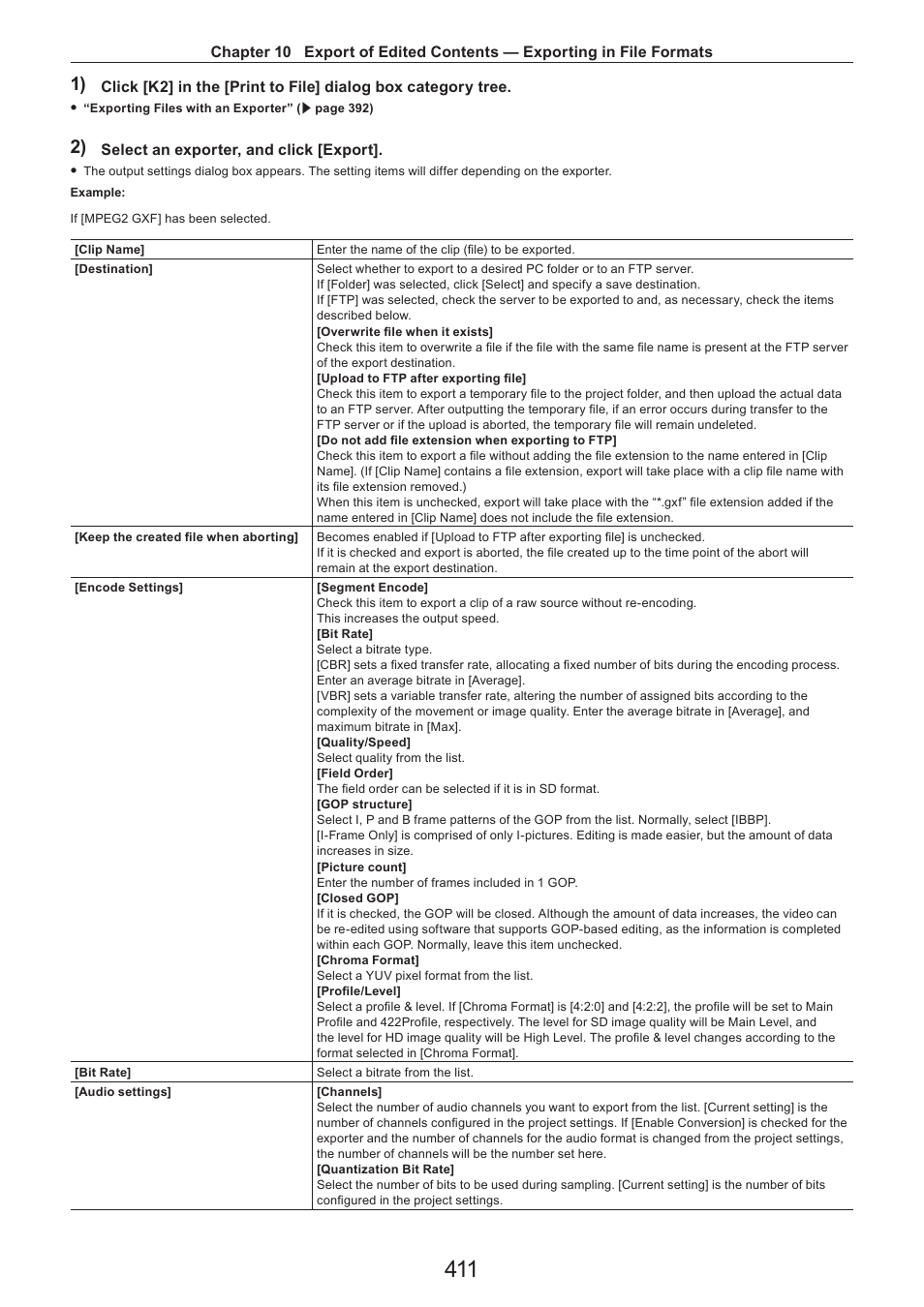 Select an exporter, and click [export | Grass Valley EDIUS Pro v.7.4 Reference Manual User Manual | Page 411 / 471