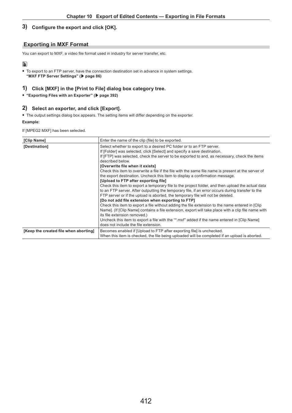 Exporting in mxf format | Grass Valley EDIUS Pro v.7.4 Reference Manual User Manual | Page 412 / 471