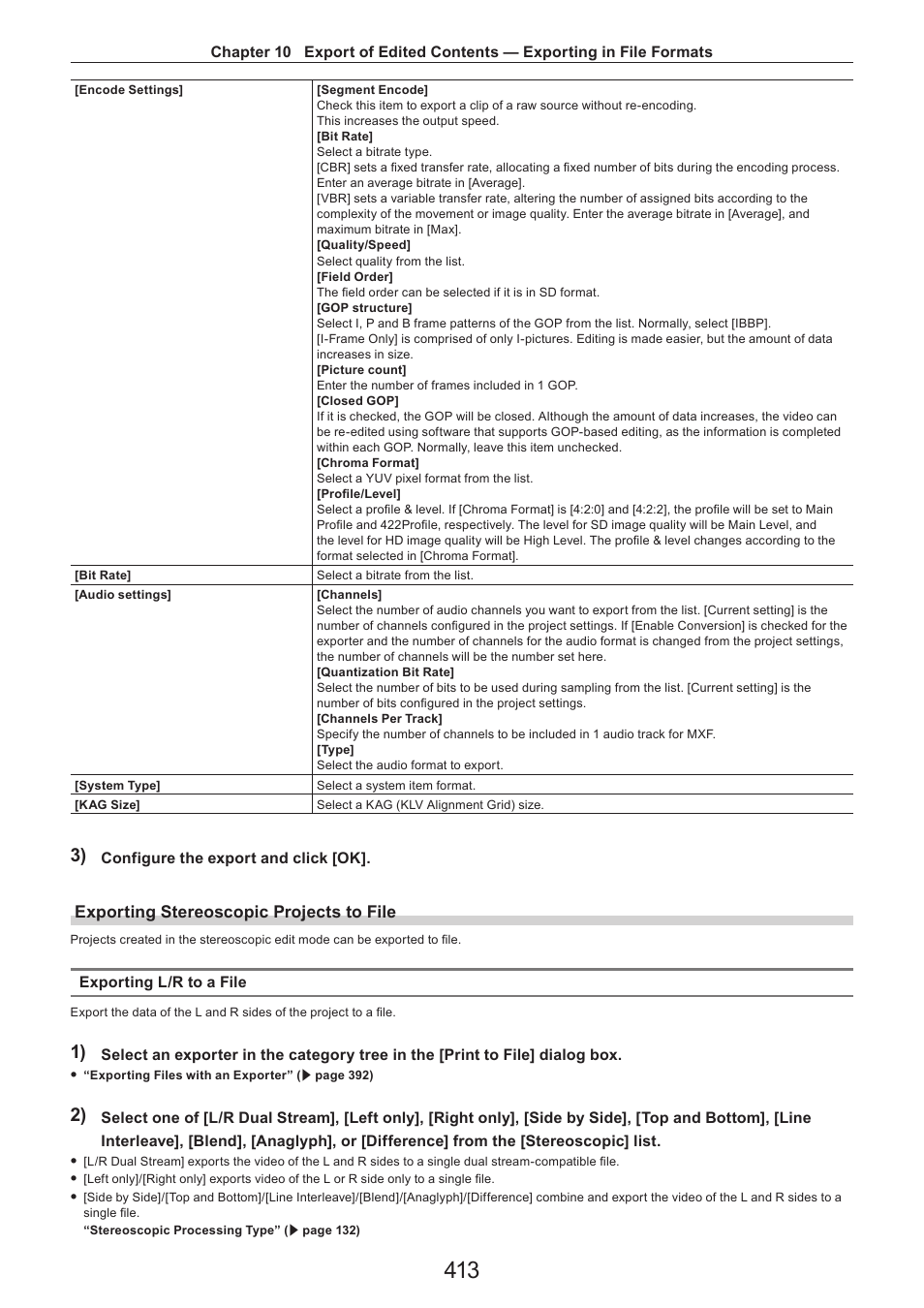Exporting stereoscopic projects to file | Grass Valley EDIUS Pro v.7.4 Reference Manual User Manual | Page 413 / 471