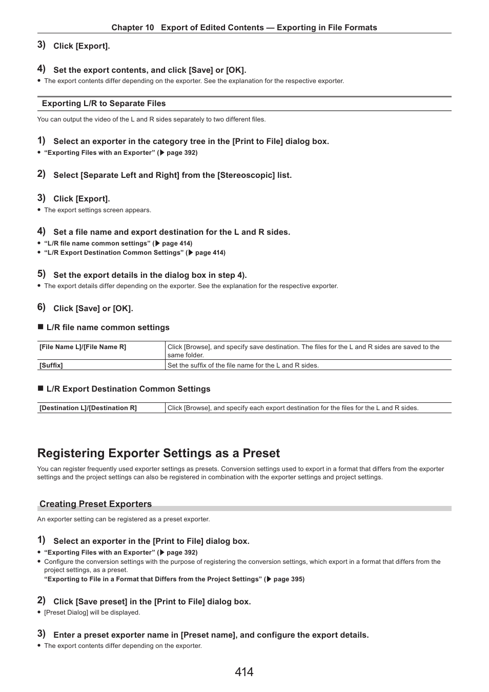 Registering exporter settings as a preset, Creating preset exporters | Grass Valley EDIUS Pro v.7.4 Reference Manual User Manual | Page 414 / 471