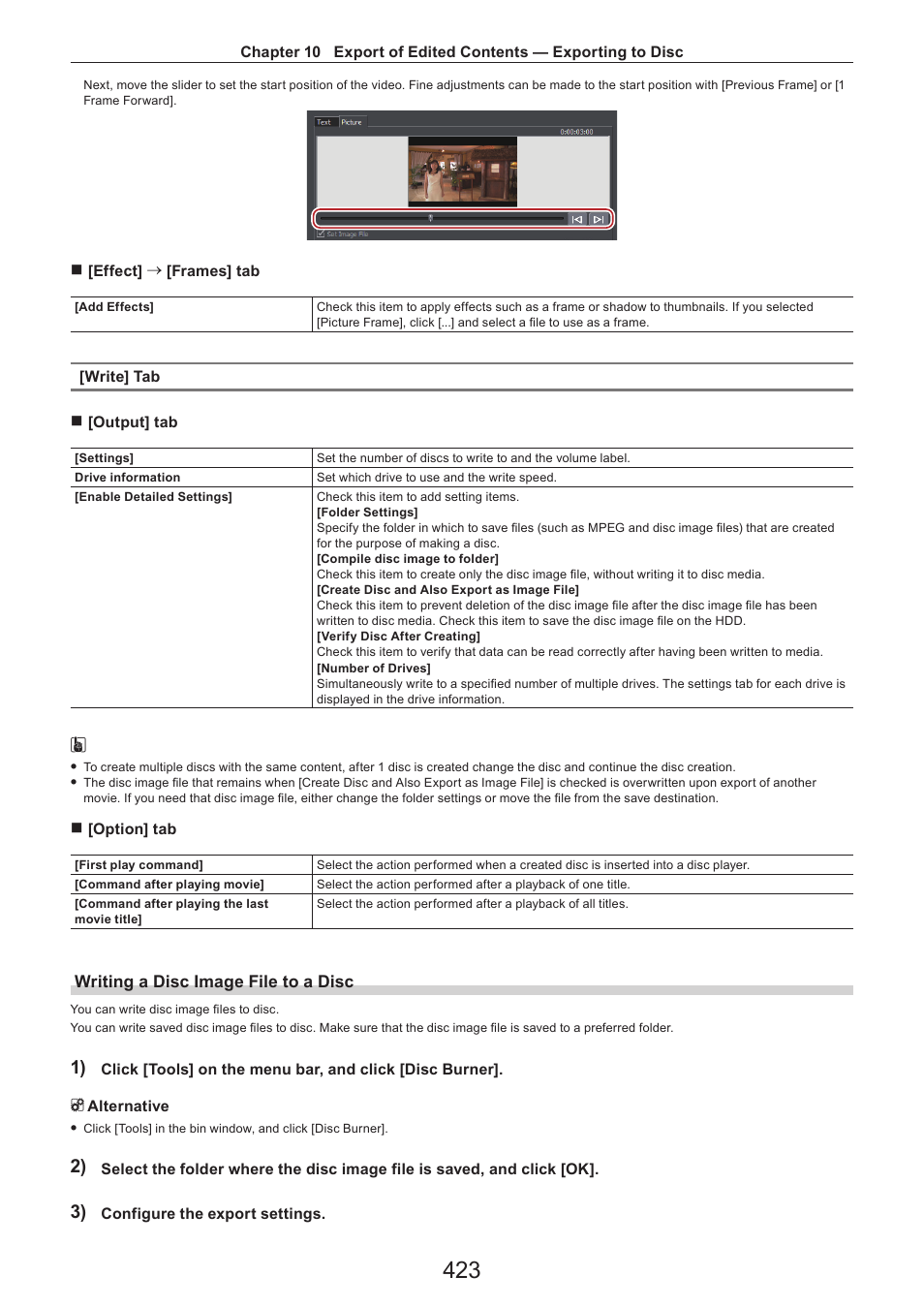 Writing a disc image file to a disc | Grass Valley EDIUS Pro v.7.4 Reference Manual User Manual | Page 423 / 471