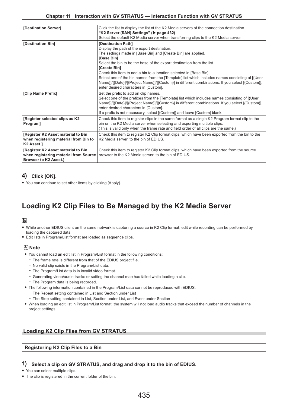 Loading k2 clip files from gv stratus | Grass Valley EDIUS Pro v.7.4 Reference Manual User Manual | Page 435 / 471