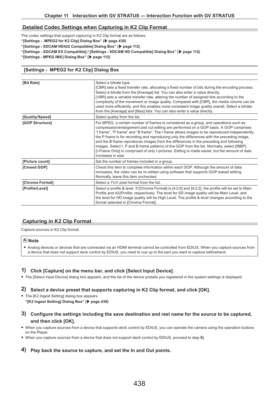 Capturing in k2 clip format | Grass Valley EDIUS Pro v.7.4 Reference Manual User Manual | Page 438 / 471