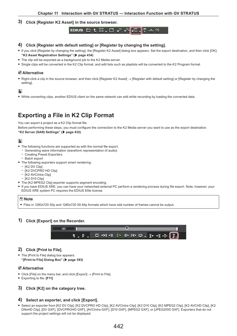 Exporting a file in k2 clip format | Grass Valley EDIUS Pro v.7.4 Reference Manual User Manual | Page 442 / 471