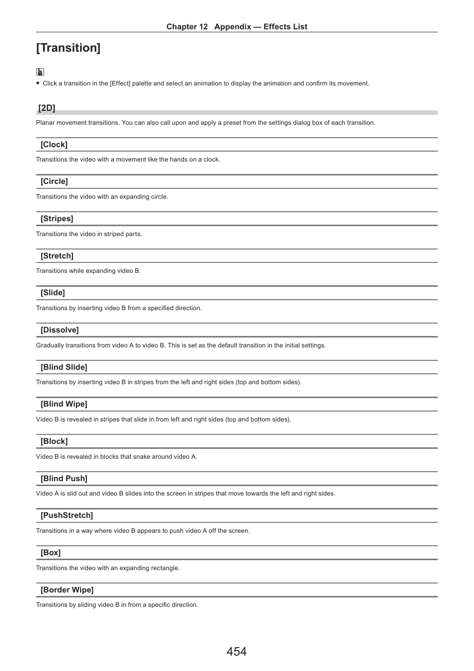 Transition, 454 [transition | Grass Valley EDIUS Pro v.7.4 Reference Manual User Manual | Page 454 / 471