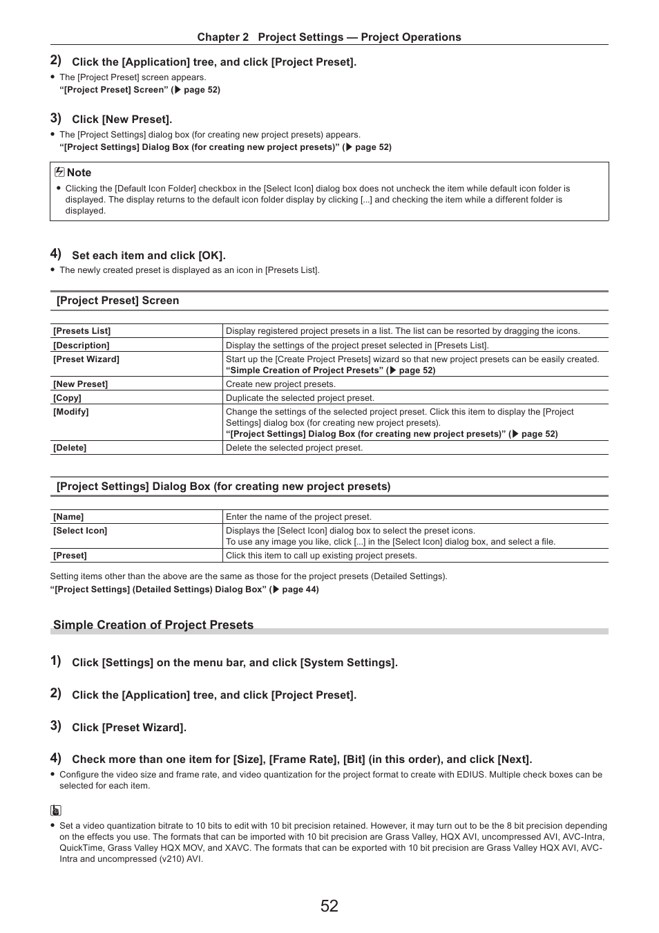 Simple creation of project presets | Grass Valley EDIUS Pro v.7.4 Reference Manual User Manual | Page 52 / 471