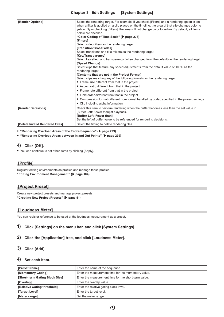 Profile, Project preset, Loudness meter | Grass Valley EDIUS Pro v.7.4 Reference Manual User Manual | Page 79 / 471