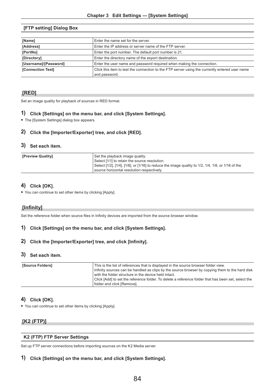 Infinity, K2 (ftp) | Grass Valley EDIUS Pro v.7.4 Reference Manual User Manual | Page 84 / 471