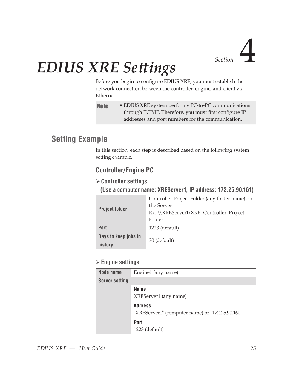 Edius xre settings, Setting example | Grass Valley EDIUS XRE v.7.31 User Manual | Page 25 / 50