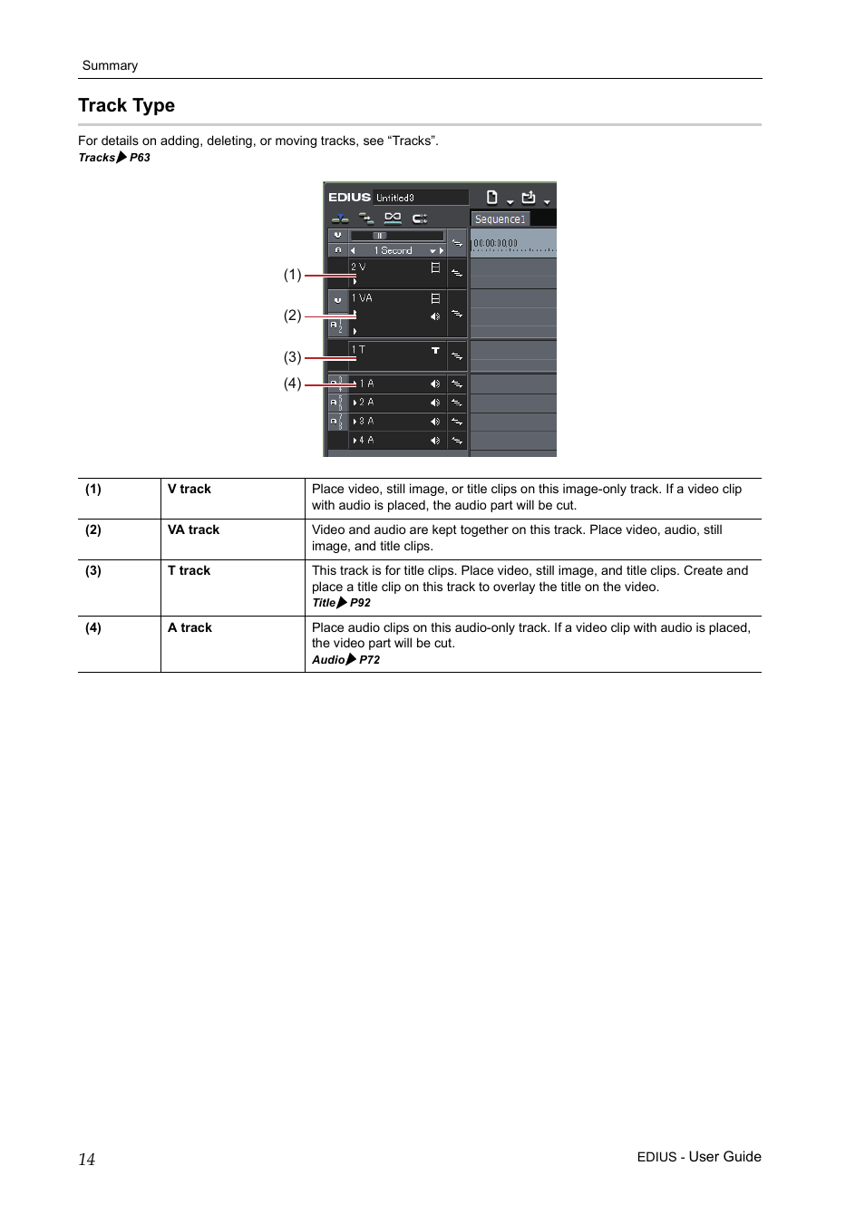 Track type | Grass Valley EDIUS Pro v.7.0 User Manual | Page 22 / 133