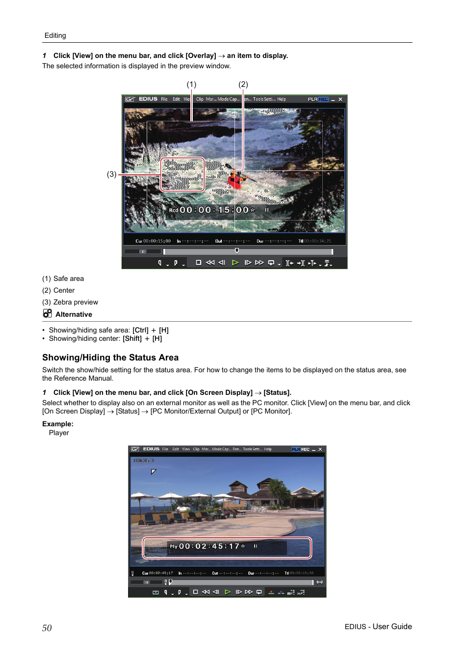 Showing/hiding the status area | Grass Valley EDIUS Pro v.7.0 User Manual | Page 58 / 133